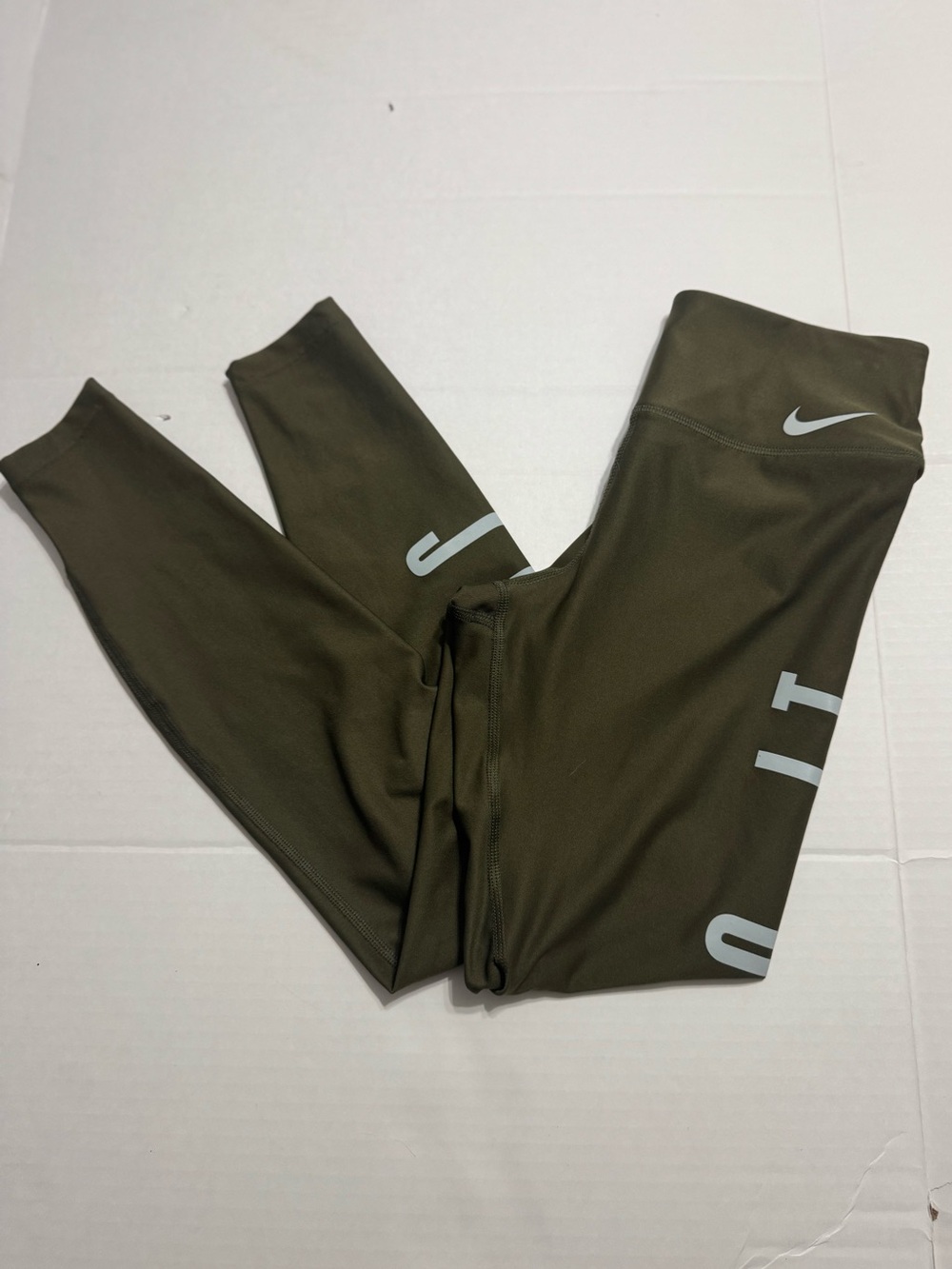 Nike Dri-FIT Just Do It Leggings Olive Green Women’s Size Small